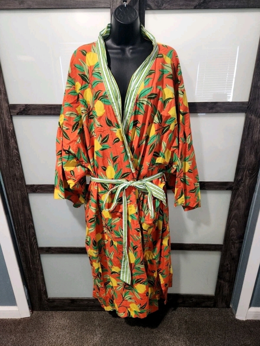 Anthropologie PRINT FRESH Lively Lemons Robe - Sz 6X (see description)